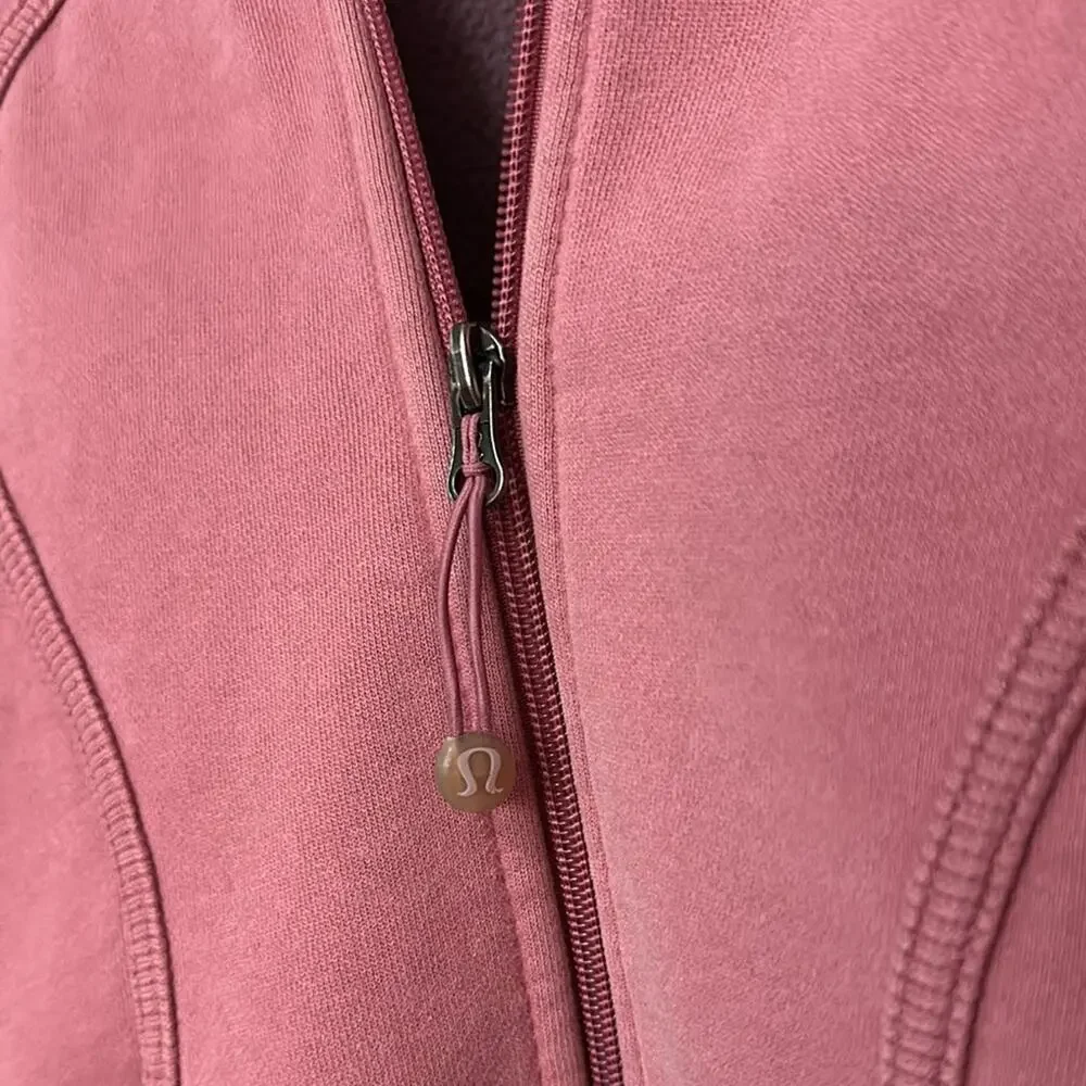 Lululemon Athletica Pink Zip-Up Jacket Cotton Stretch THICK Raspberry Cream